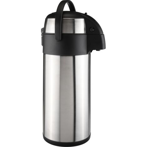 Airpot Pumpkanne aus Edelstahl - 5 Liter - Isolierkanne für heiße und kalte Getränke - Thermo Kaffee Tee Kanne drehbar auslaufsicher