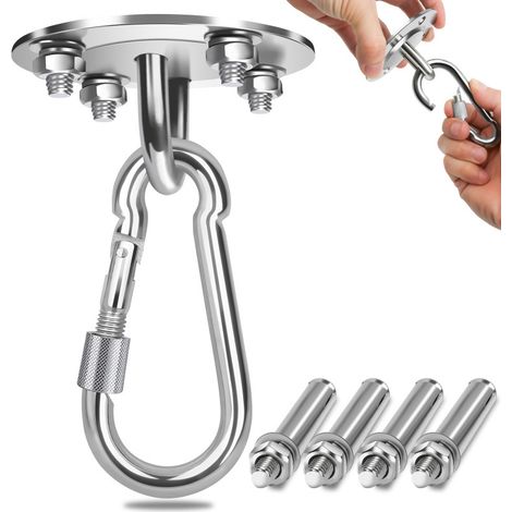 SWANEW Gancio a soffitto Capacità 450 kg Amaca da appendere a parete Sedia sospesa per yoga e sacco da boxe Kit in acciaio inossidabile (1/5)
