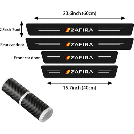 (4 pièces) Seuil de porte en fibre de carbone pour Opel Zafira : protection anti-rayures,film adhésif pour seuil de porte,intérieur (1/2)