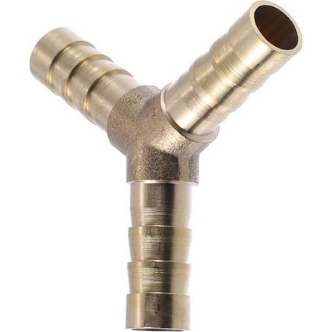 Raccord 6 Ensemble Raccord Laiton 8mm Cannelé Raccord Tuyau Connecteur Y pour Eau Air avec 18 Colliers (1/5)