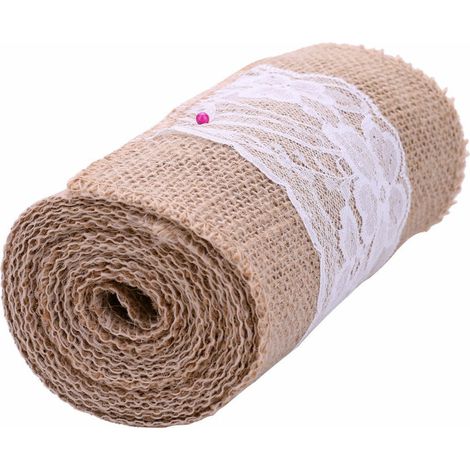 Vintage Jute Toile De Jute Avec Rouleau De Dentelle Pour La Decoration De Mariage Dans Table Runner Parti Chaise Ceintures Decoration De La Maison (1/5)