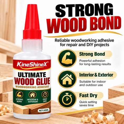KineShineX Spezial-Holzbearbeitungskleber, 50 ml, Reparaturkleber für Holzmöbel, Tische, Stühle, Holzbretter, Holzrahmen (1/5)