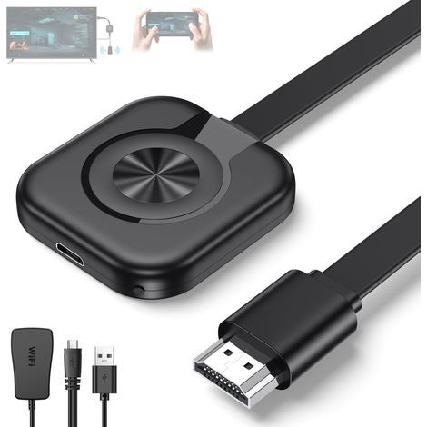 HDMI sans Fil,4K Wireless HDMI Dongle,Récepteur HDMI sans Fil 2.4G,Miracast HDMI Dongle pour Android/OS/Windows/Mac OS TV, Ordinateur Portable/Tablette/Téléphone, Streaming vidéo Facile et Rapide (1/5)