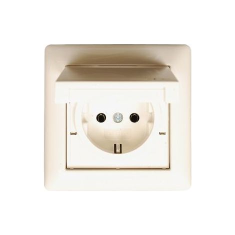 Prise GIRO SCHUKO couvercle 1 poste Stand. 55 blanc pur brillant insert IP44