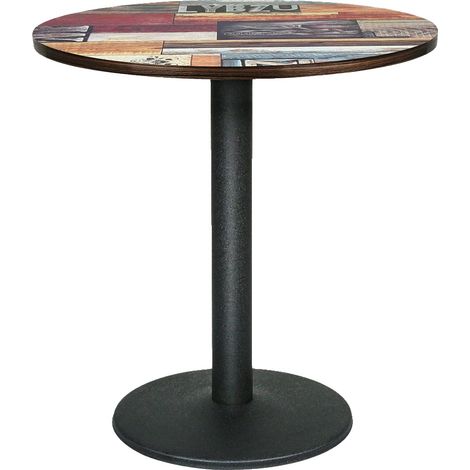 Table de bar, design rond, cadre en métal robuste, 4 (1/2)