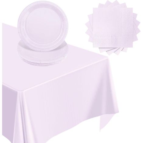 37 Pièces Vaisselle Jetable, Assiettes 17,8cm, Serviettes, Nappe 274x137cm, Fête Anniversaire (1/5)