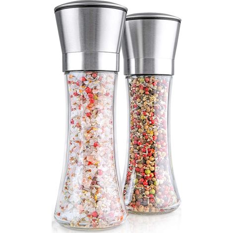 Moulin à épices et à poivre avec mécanisme de réglage de la mouture - acier inoxydable, lot de 2 (1/5)