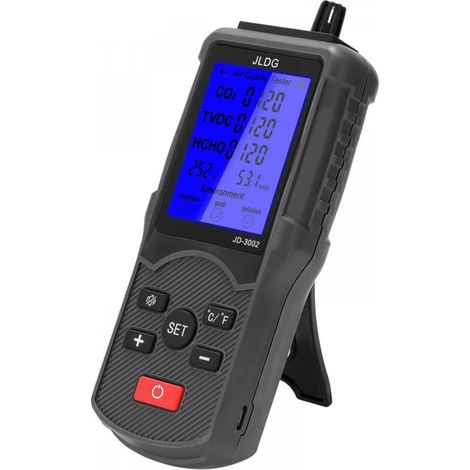 Moniteur de qualité de l'air intérieur, testeur intelligent de qualité de l'air pour CO2 TVOC avec surveillance de la température et de l'humidité pour le bureau à domicile (1/5)