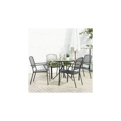 Ensemble de chaises de jardin empilables 5 pcs anthracite (1/4)