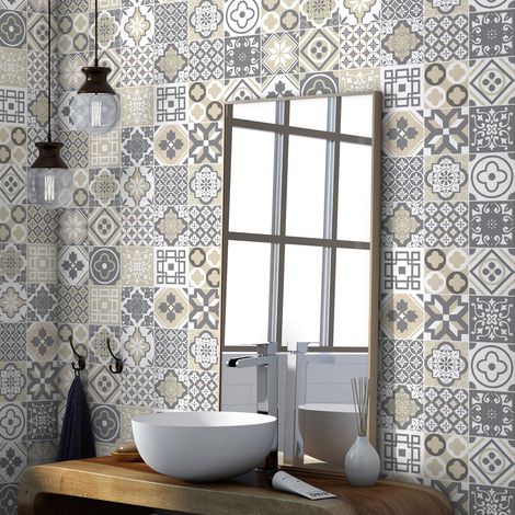 Stickers muraux - Sticker Mural Carrelage adhésif Cuisine Salle de Bain - 24 STICKERS CARRELAGES CIRIANO - 24stickers20x20cm (1/5)