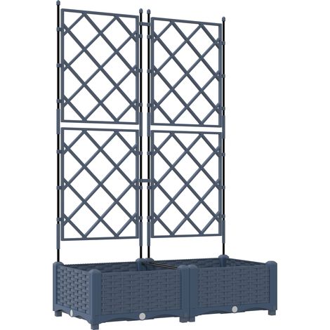 2 pcs Jardinière,Bac à fleurs,Pot de fleurs avec Treillis Gris 80 x 40 x 125.5 cm PP CFW45785 (1/5)