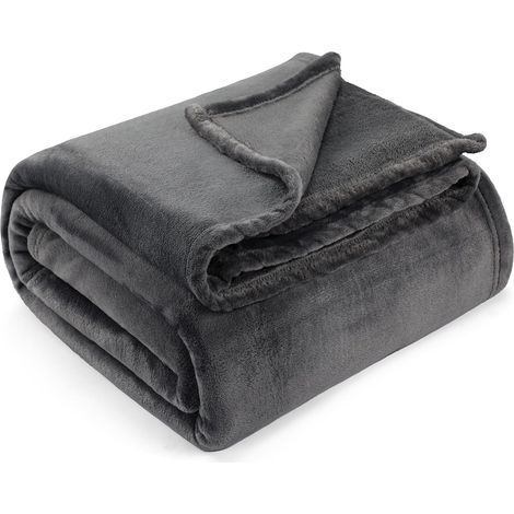 Couverture polaire grise 150×200 cm – 300 GSM, épaisse/douce/chaude, toutes saisons, lit/canapé (1/5)
