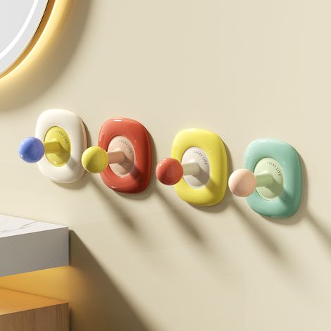 4-teilige Garderobenleiste für Badezimmer, Klebehaken ohne Bohren, geeignet für Badezimmer, Küche, Wohnzimmer, Toilette, Büro (1/5)