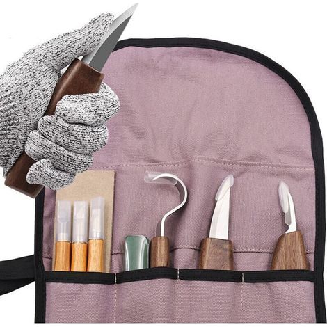Kit Outils Sculpture Bois 10pcs, 3 Ciseaux, 3 Couteaux, Outils Professionnels pour Débutants et Artistes Amateurs (1/4)