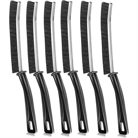 Lot de 6 brosses de nettoyage pour interstices et crevasses, brosses multifonctionnelles à poils rigides inclinés pour salle de bain, cuisine, fenêtres et coins difficiles d’accès (1/5)