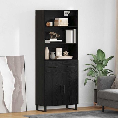 Highboard 2 pcs Schwarz Eichen-Optik Holzwerkstoff