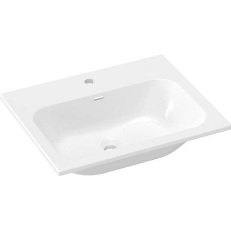 Ravak Chrome Slim - Waschbecken 61x49 cm, mit Überlauf, Hahnloch, weiß XJX01160008 (1/4)