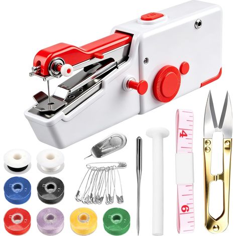Machine à Coudre Mini Electrique Portable avec Accessoires pour Débutants  Double Alimentation - Piles/USB pour Adaptée Réparation Rapide, Vêtements, Bricolage Maison, DIY, Voyage(Rouge) (1/5)