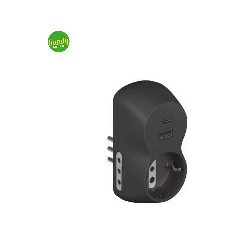 Adattatore Bticino B3 1 presa 10A+USB A/C grigio (1/3)