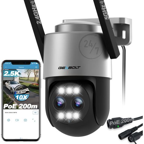 2,5K PTZ WiFi Caméra de Surveillance Extérieure avec PoE,Zoom Hybride 10X,Home Camera IP avec Vision Nocturne en Couleur Double Objectif 4MP,Suivi Automatique et Détection Humanoïde(2,4 (1/5)