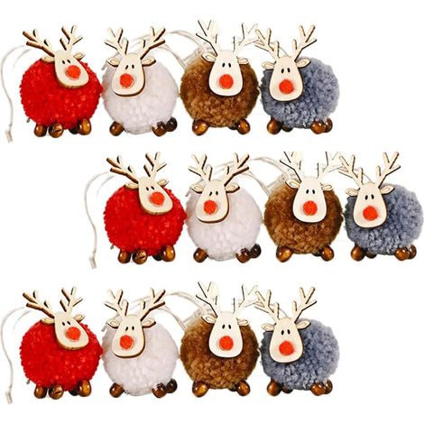 12 Pièces Décoration de Pendentif de Noël, Decoration Sapin Noel Pendentif Cerfs, Decoration Noel Bois Ornements, Cerf Suspension Sapin de Noël Déco, Cadeau Mignonne pour la Décoration de la Maison (1/5)
