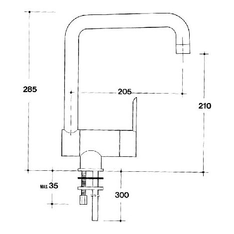 Itar – Mitigeur de cuisine à bec rabattable – Hauteur 300 mm – Saillie 200 mm – Finition chromée – Laiton – Cartouche céramique pour débit contrôlé