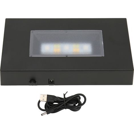 Support LED Lumineux Base USB Multicolore Modes Variés Noir ABS Rectangulaire pour Vitrine Verre (1/5)