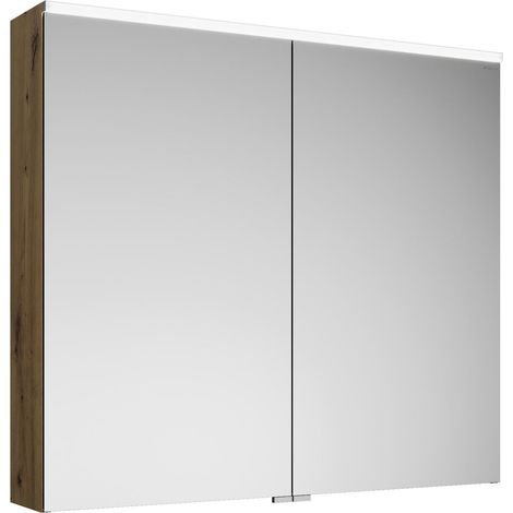burgbad Eqio armario con espejo con luz LED superior, 2 puertas,