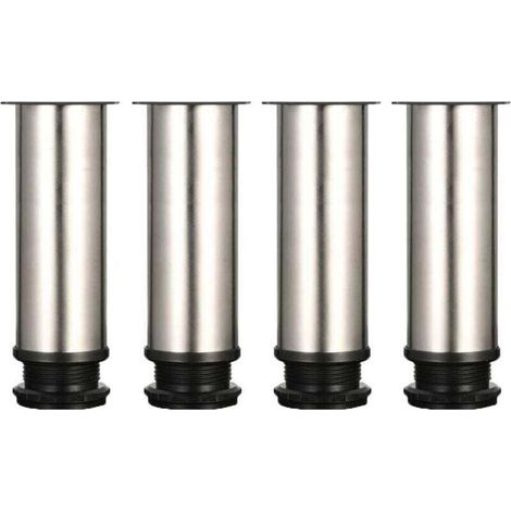 Vier verstellbare Füße, 150 mm hoch, verstärkte Möbelbeine. Tischbeine aus gebürstetem Edelstahl. Höhenverstellbar von 0 bis 15 mm. Inklusive Edelstahlschrauben. (1/4)