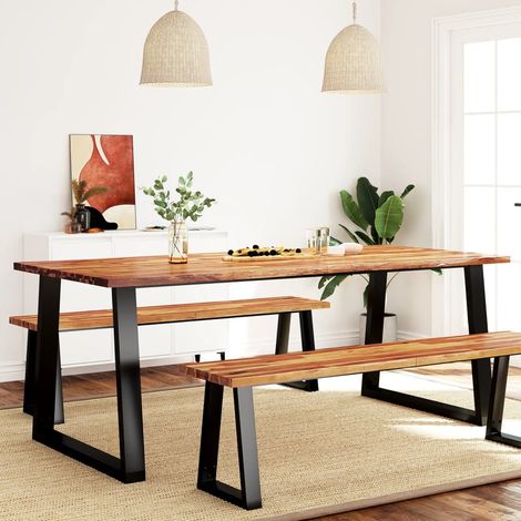 Table à manger,Design Scandinave,Table de salle à manger 200x90x75 cm bois d'acacia solide à bord vif HH65766 (1/5)