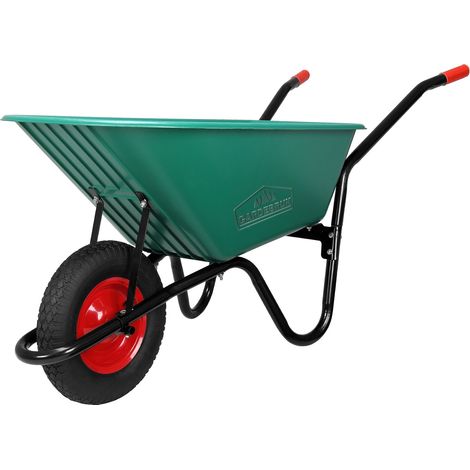 Wheelbarrow 100l 250kg pneumatic tyre green