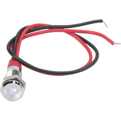 Voyant LED métallique étanche 6 mm pour voiture, camion, bateau, avec fil 6 V blanc