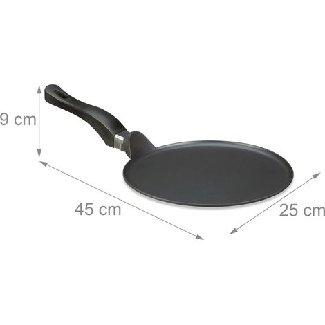 Crepera con espátula y rastrillo prácticos antiadherente 30 x 5 cm de aluminio negro 130015279 (1/4)