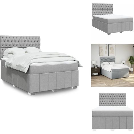 Sommier à lattes de lit avec matelas Gris clair 160x200cm Tissu - Sommier À Lattes De Lit - Sommiers À Lattes De Lit - Lit - Meuble De Chambre À Coucher (1/5)