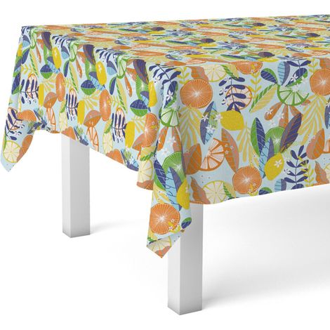 Nappe Toile cirée Lavable rectangulaire 180x140 Mandarine Orange (1/4)