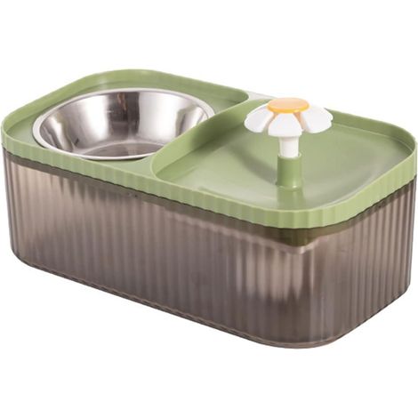 Distributeur d'eau/mangeoire pour chat, fontaine à eau pour animaux, distributeur d'eau/mangeoire vert-AquaForge (1/5)