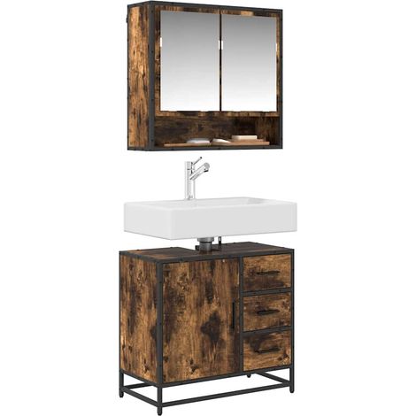 Maison Exclusive - Waschbeckenunterschrank Räuchereiche 65x33x60