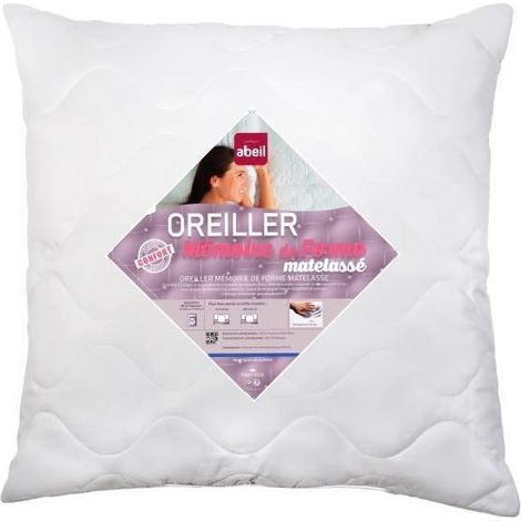 ABEIL Oreiller a memoire de forme matelasse 60x60 cm blanc (1/2)