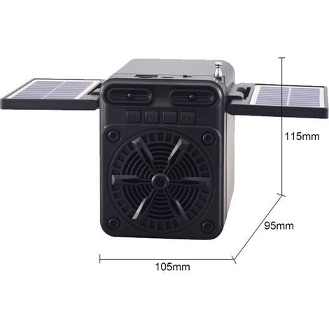 Ortviai Radio FM Solaire d'Urgence avec Haut-Parleur Bluetooth, Lecteur Carte TF/Clé USB, Noir – X9 (1/3)