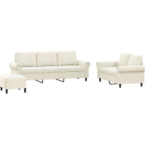 Ensemble de Canapé Sofas 3 pcs avec coussins Crème Velours (1/5)