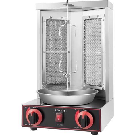 Parrillas eléctricas totalmente abiertas, parrilla vertical multifunción, parrilla compacta multifunción para carne de 3000 W, interruptor de encendido/apagado, luz indicadora, asador giratorio, acero (1/5)