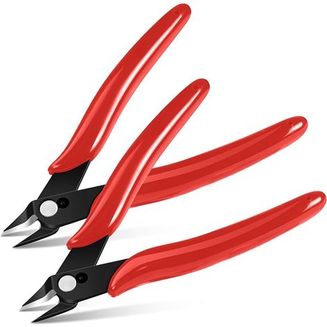 2pcs Petite Pince Coupante, Coupantes de Côté, Pinces Coupantes Latérales Precision, Outillage Electricien Cutter Affleurant pour Fils Durs, Mous et Extrêmement Fins, Rouge