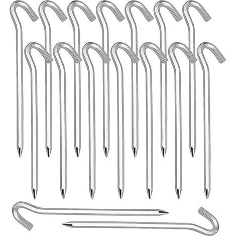 Zeltnägel, 20 Stück, Bodenanker für Zelte, Camping, Gartenarbeit, verzinkter Stahl, silberne Zeltnägel (1/5)