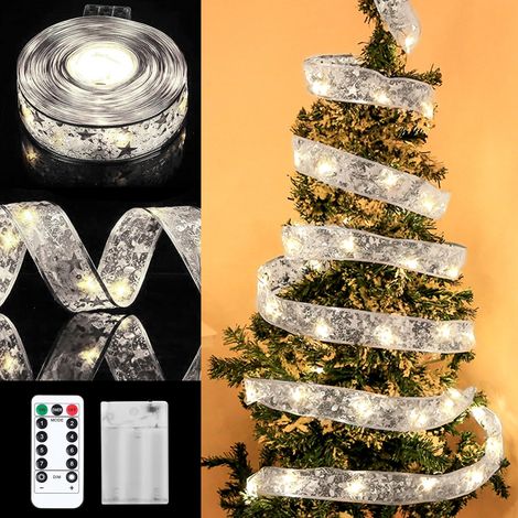 Guirlandes Lumineuses À Ruban Brillant,20m Guirlandes Lumineuses 200 Leds Lumière,Guirlande Decorative De Nouvel An Mariage,Arc En Dentelle Diy À Piles Décor De Sapin Noël