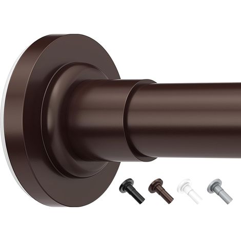 Tringle à rideaux extensible de 48 à 226 cm, tringle à rideau télescopique pour salle de bain ou fenêtre, sans perçage, antidérapante, anti-rouille, bronze (1/5)