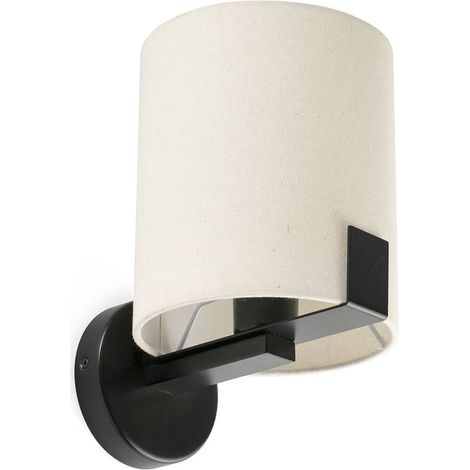 Faro NILA Lampada da parete con paralume nero opaco con paralume bianco sporco (1/5)