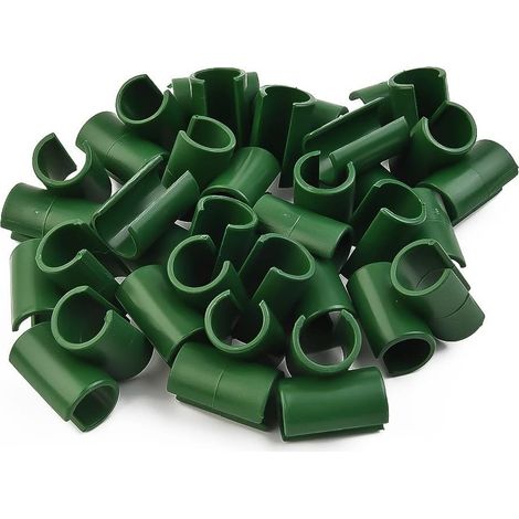 Lot de 50 connecteurs de support pour plantes de 11/16/20 mm - Pour cage à tomates - Vert - Réglable - Pour treillis de jardin - En rotin - Boucle en plastique (1/5)