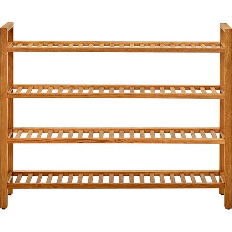 Scarpiera  Mobile per scarpe con 4 Ripiani 100x27x80cm in Legno Massello di Rovere (1/5)