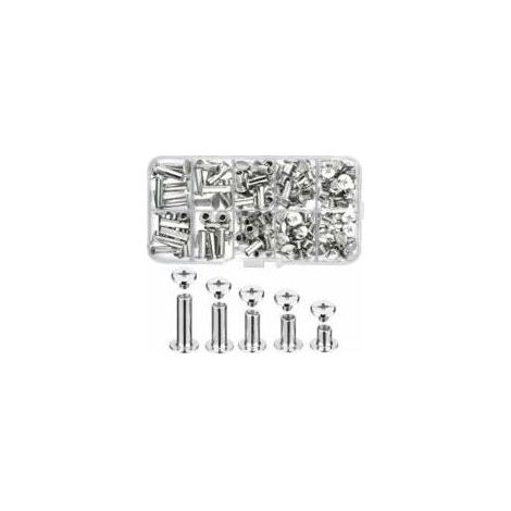 Lot de 80 vis de reliure en métal Chicago pour bricolage, décoration, réparation de reliures, artisanat (argent) (1/4)