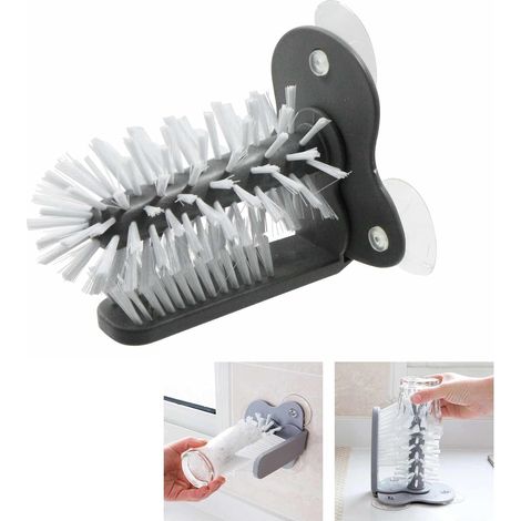 Brosse Bouteilles Nettoyage Verre Brosses - 1pcs Ventouse Murale Lavage Pot Rotative avec Double Face Goupillon Bouteille Base D'aspiration Puissante pour Outils Maison D'évier (1/5)